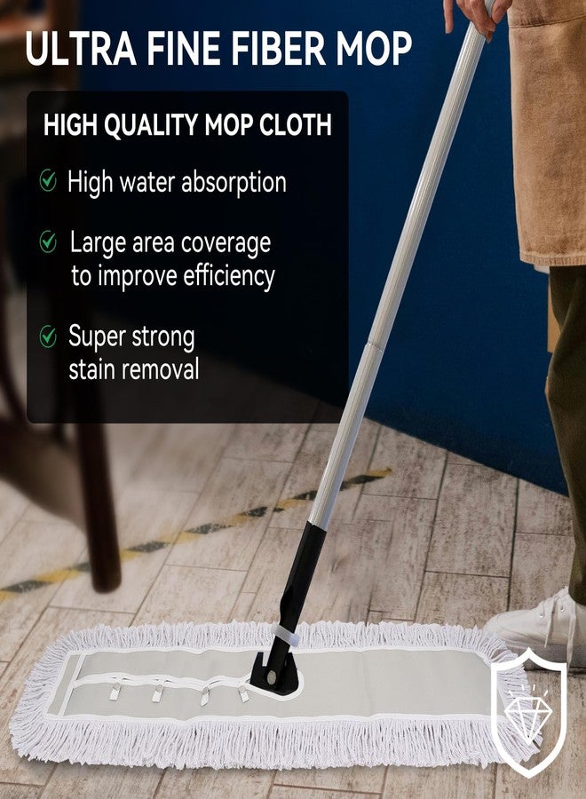 BeiLan 48 Inch Dust Mop Head: Replacement Medium Washable Commercial Mop Head Sweeper and Janitorial Replacement with Botton (White - 48 Inch, 3 Pack, Botton) - Image 4